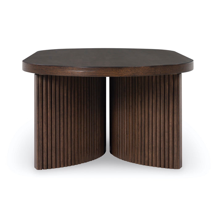 Warm Brown Oval Cocktail Table - Adams Furniture