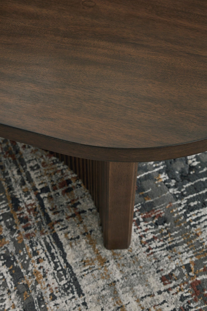 Warm Brown Oval Cocktail Table - Adams Furniture