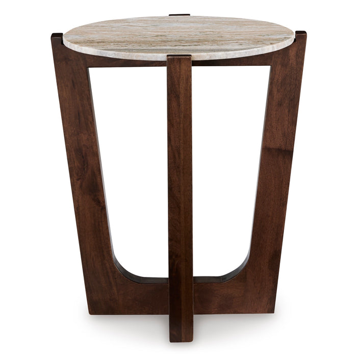 Warm Brown Round End Table - Adams Furniture
