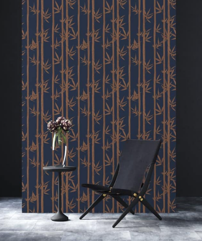 Waya Bamboo Wallpaper - Dark Blue