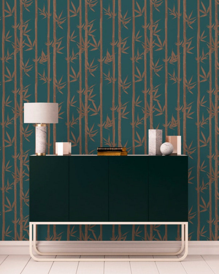 Waya Bamboo Wallpaper - Teal