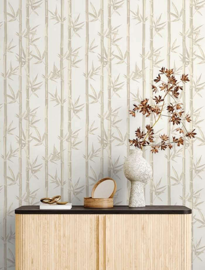 Waya Bamboo Wallpaper - White