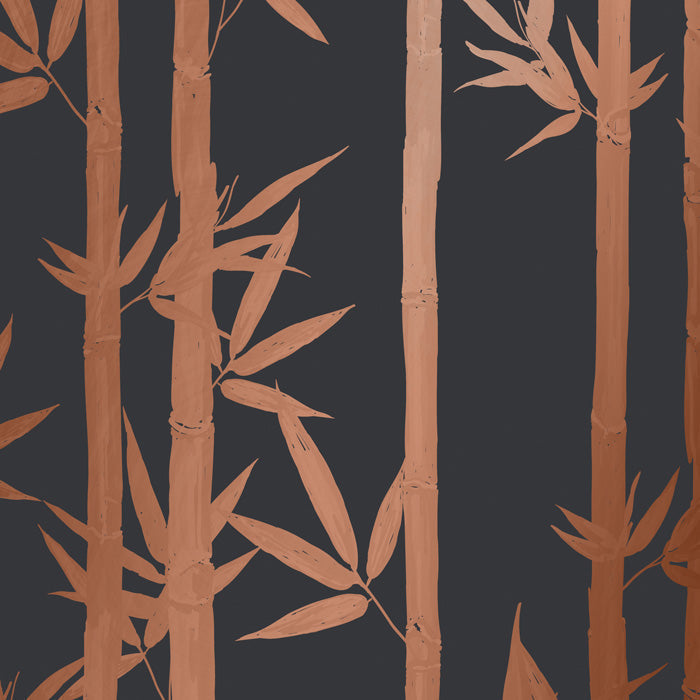 Waya Luxe Bamboo Wallpaper - Charcoal + Bronze