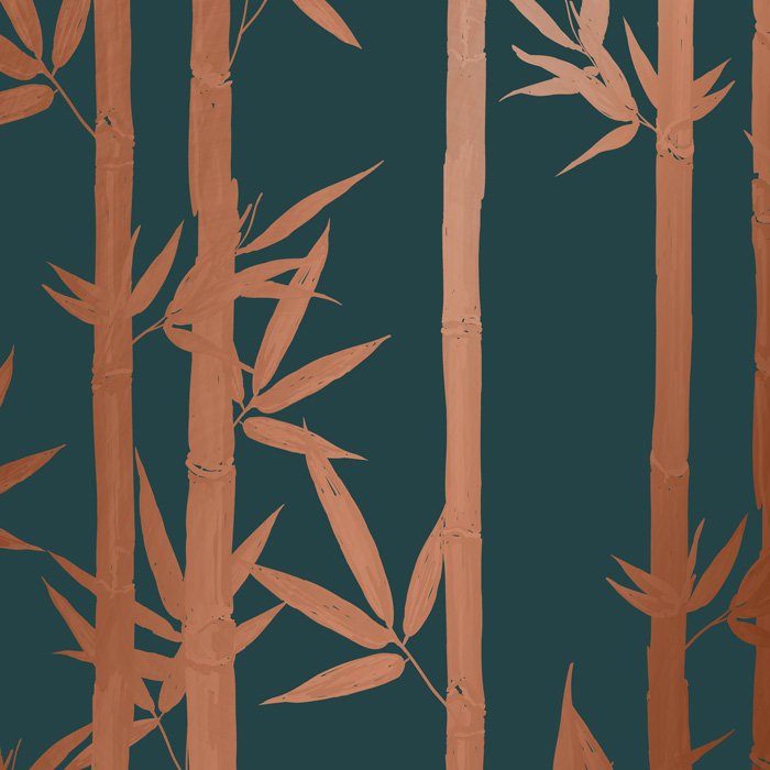 Waya Luxe Bamboo Wallpaper - Teal + Bronze