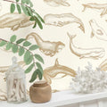 Whale Done Wallpaper - White - Discontinuing