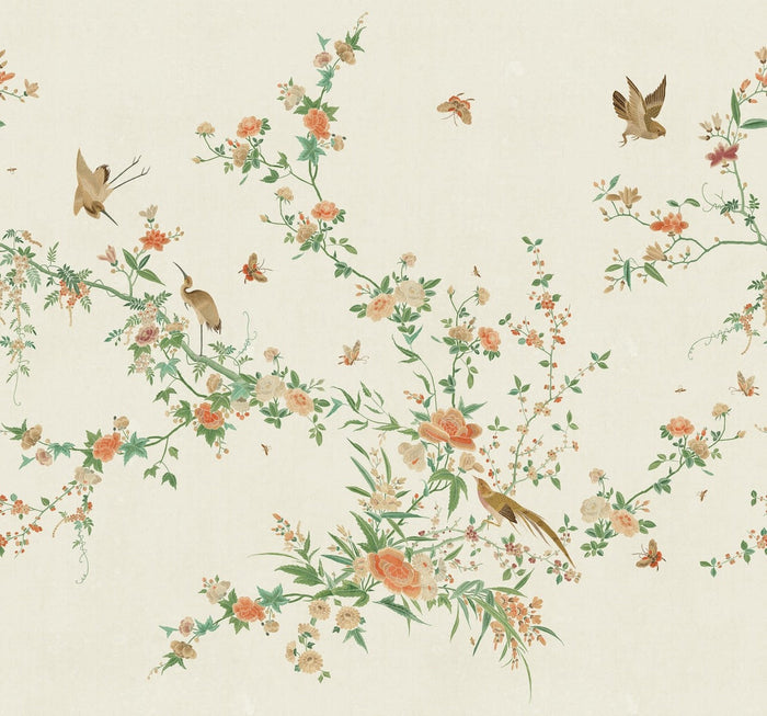 Whispering Blooms - Custom Sized Wallpaper Mural (per m2) - Spring Green
