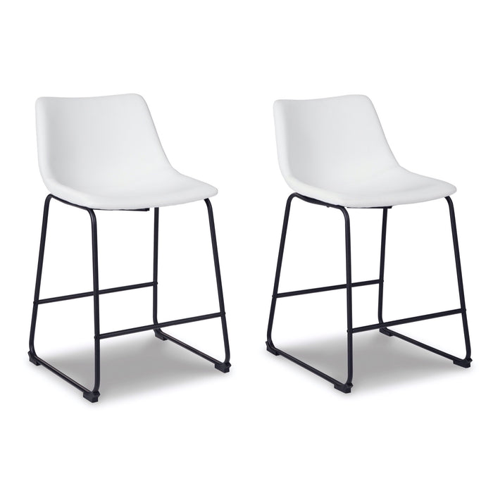 White Upholstered Barstool (Set of 2) - Adams Furniture