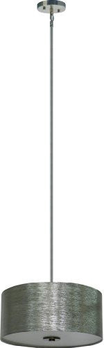 Whitfield SH1607-SWSS Modena 16-Inch Three-Light Drum Shade, Satin Steel with Starlight Weave Fabric Shade