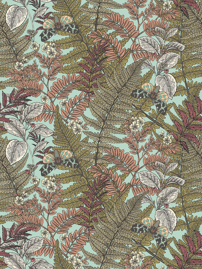 Wild Ferns Wallpaper - Rosehip