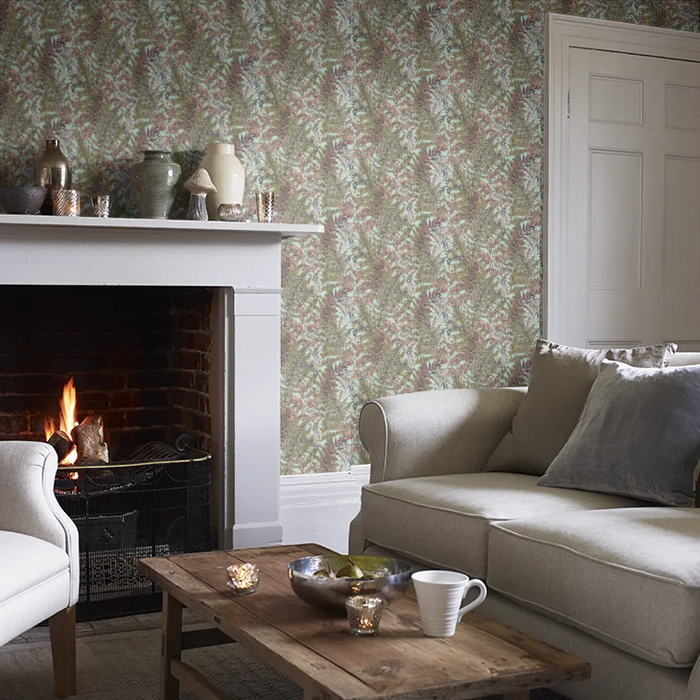 Wild Ferns Wallpaper - Rosehip