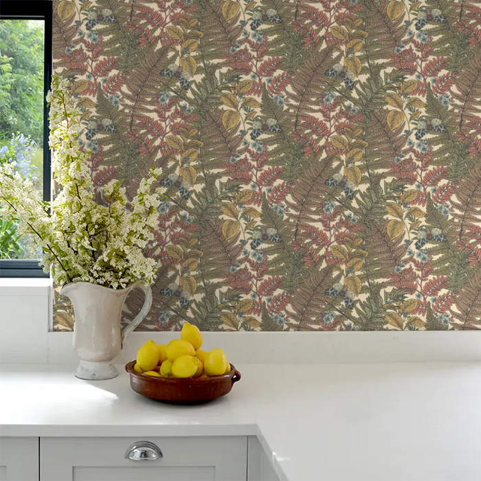 Wild Ferns Wallpaper - Warm Spice