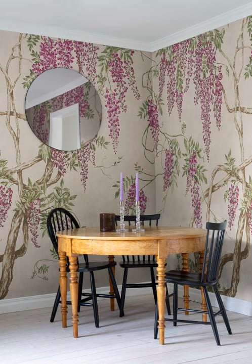 Wisteria Tree - Dusty Pink - Custom Sized Wallpaper Mural (per m2)