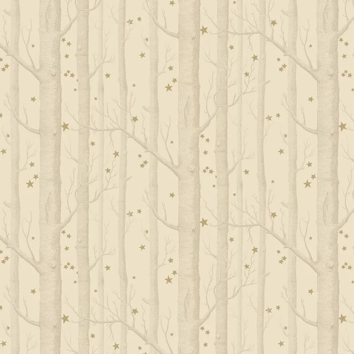 Woods and Stars Wallpaper - Buff and Gold
