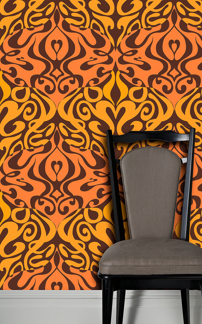 Woodstock Wallpaper - Orange