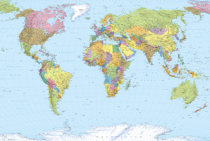 World Map Mural Wallpaper - 2.48H x 3.68W