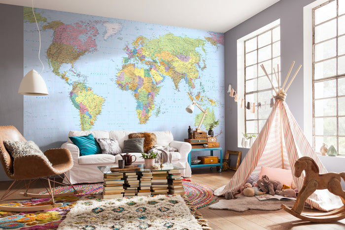 World Map Mural Wallpaper - 2.48H x 3.68W