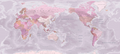 World Map NZ Centered - Pink - Custom Mural Wallpaper (per m²)