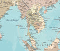 World Map NZ Centre - Dusky Blue - Custom Mural Wallpaper (per m²)