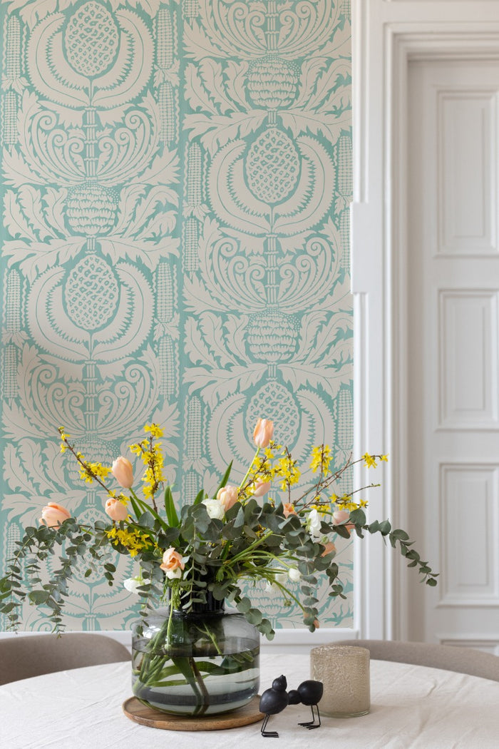 Zappa - Custom Sized Wallpaper Mural (per m2) - Blue Green