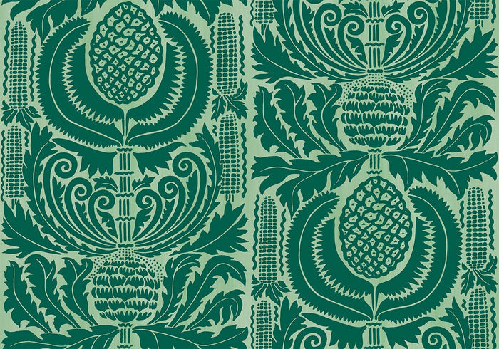 Zappa - Custom Sized Wallpaper Mural (per m2) - Dark Green