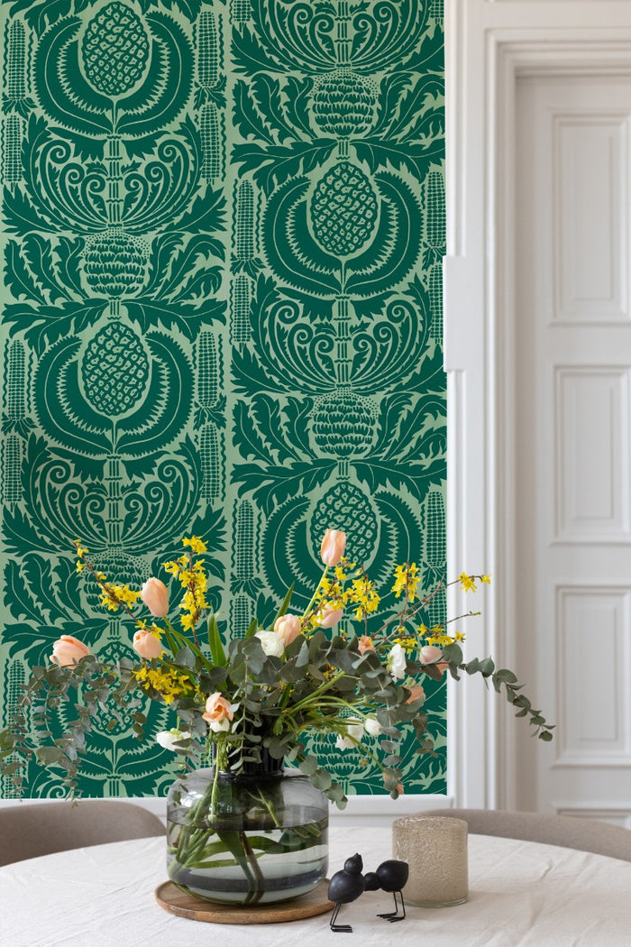 Zappa - Custom Sized Wallpaper Mural (per m2) - Dark Green