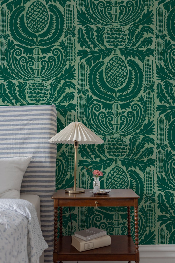 Zappa - Custom Sized Wallpaper Mural (per m2) - Dark Green