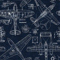 Zoom Airplane - Blue - Custom Sized Wallpaper Mural (per m2)