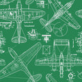 Zoom Airplane - Forest Green - Custom Sized Wallpaper Mural (per m2)