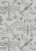 Zoom Airplane - Grey - Custom Sized Wallpaper Mural (per m2)